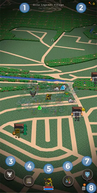Orna world map view showing what's surrounding you in-game